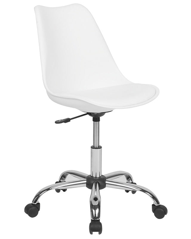 Desk Chair White Faux Leather Height Adjustable Computer Office Beliani