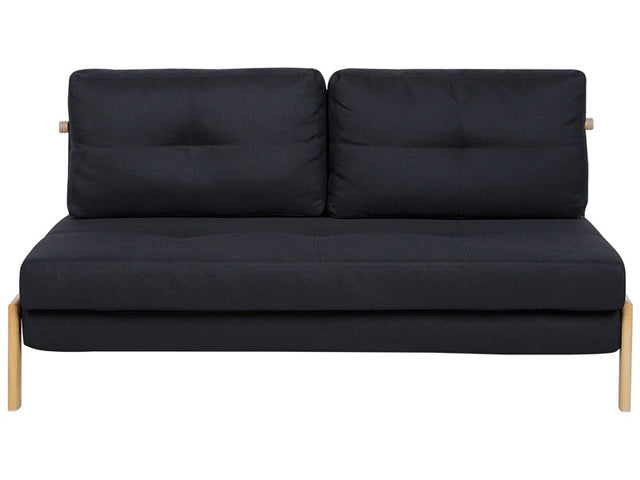 Sofa Bed Black Fabric 2 Seater Cushions Scandinavian Beliani