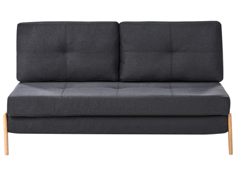 Sofa Bed Black Fabric 2 Seater Cushions Scandinavian Beliani