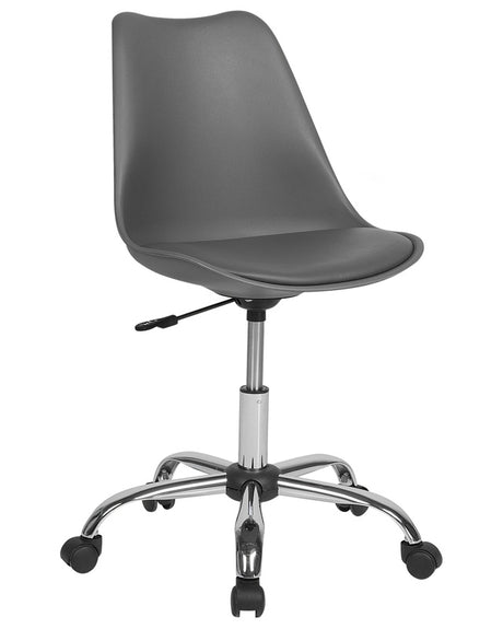 Desk Chair Grey Faux Leather Height Adjustable Computer Office Beliani