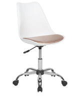 Desk Chair White with Gold Faux Leather Height Adjustable Computer Office Beliani