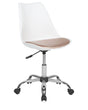 Desk Chair White with Gold Faux Leather Height Adjustable Computer Office Beliani