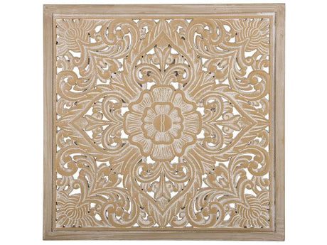 Wall Decor Light Wood 60 x 60 cm Square Oriental Beliani