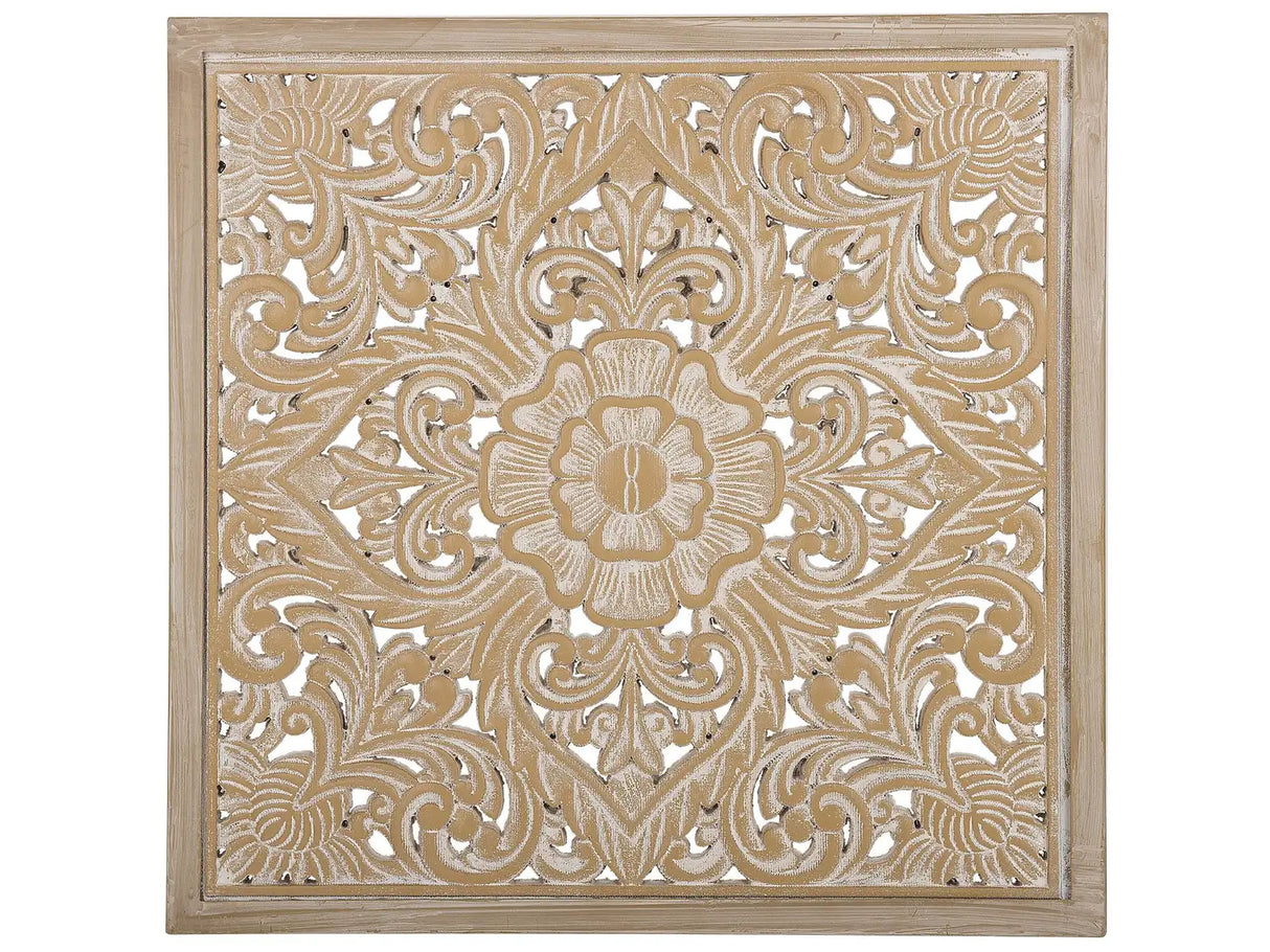 Wall Decor Light Wood 60 x 60 cm Square Oriental Beliani