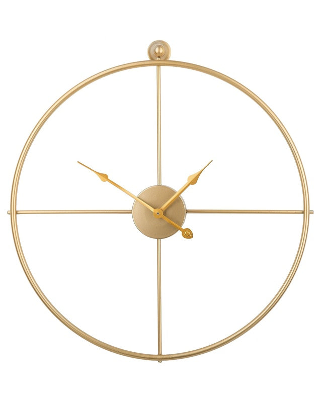 Wall Clock Gold Iron Frame Minimalist Design No Numbers Round 50 cm Beliani