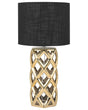 Table Lamp Golden Base Black Drum Shade Beliani