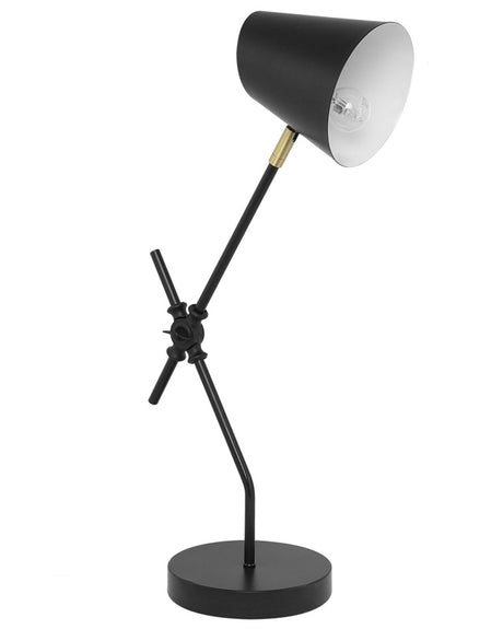 Table Lamp Desk Light Black Metal Crane Arm Adjustable Spotlight Shade Beliani