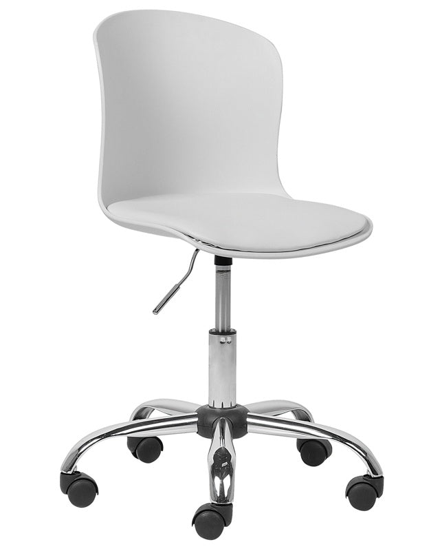 Executive Faux Leather Chair White Swivel Height Adjustable Beliani