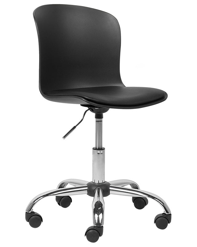 Executive Faux Leather Chair Black Swivel Height Adjustable Beliani