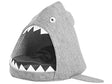 Pet Bed Grey Felt Round Dog or Cat Shark Igloo Bed Beliani