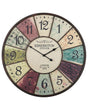 Wall Clock Multicolour Distressed Iron Vintage Design Train Station Style Round 59 cm Beliani