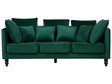 Sofa Green Velvet Upholstered 3 Seater Cushioned Seat and Back with Wooden Legs Beliani