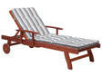 Sun lounger blue/beige wood frame striped cushion round modern Beliani
