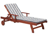 Sun lounger blue/beige wood frame striped cushion round modern Beliani