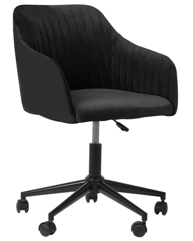 Office Swivel Chair Black Velvet Height Adjustable Beliani