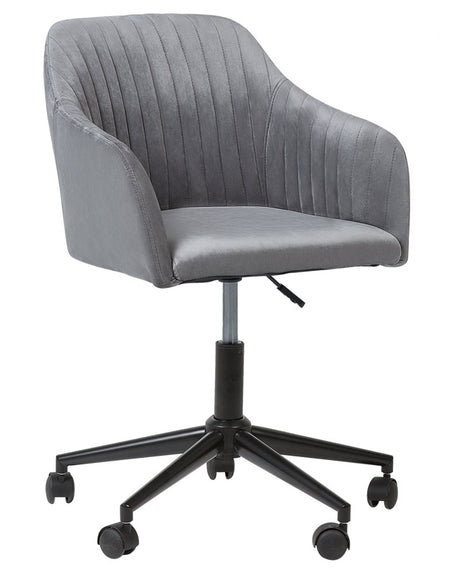 Office Swivel Chair Grey Velvet Height Adjustable Beliani