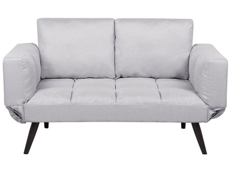 Sofa Bed White Loveseat Adjustable Armrests Minimalist Beliani