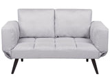Sofa Bed White Loveseat Adjustable Armrests Minimalist Beliani