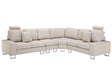 Corner Sofa Beige Fabric Upholstery Left Hand Orientation with Adjustable Headrests Beliani