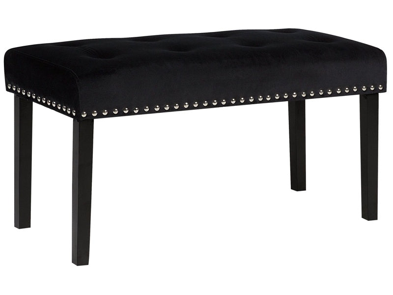 Bench Black Velvet Upholstery 51 x 102 x 43 cm Nailhead Trim Glam Beliani