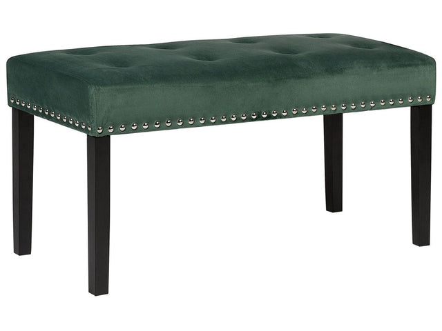 Bench Green Velvet Upholstery Black Legs 51 x 102 x 43 cm Nailhead Trim Glam Beliani