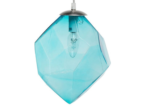 Pendant Ceiling Lamp Transparent Blue Glass Shade Novelty Crystal Design Beliani