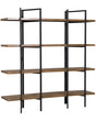 4 Tier Bookcase Dark Wood with Black Metal Frame Open Shelf Industrial Minimalist Shelving Unit Beliani