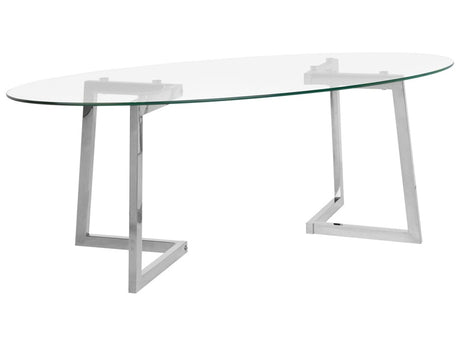 Coffee Table Silver Glass 120 x 60 cm Metal Legs Modern Beliani