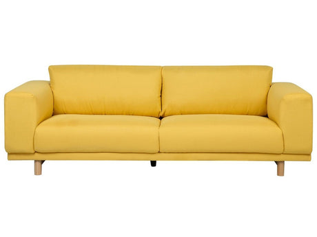 Sofa Yellow 3-Seater Modern Retro Style Living Room Wide Armrests  Beliani