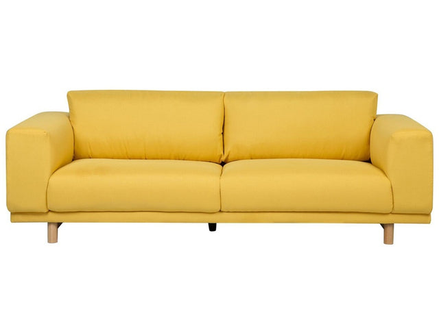 Sofa Yellow 3-Seater Modern Retro Style Living Room Wide Armrests  Beliani