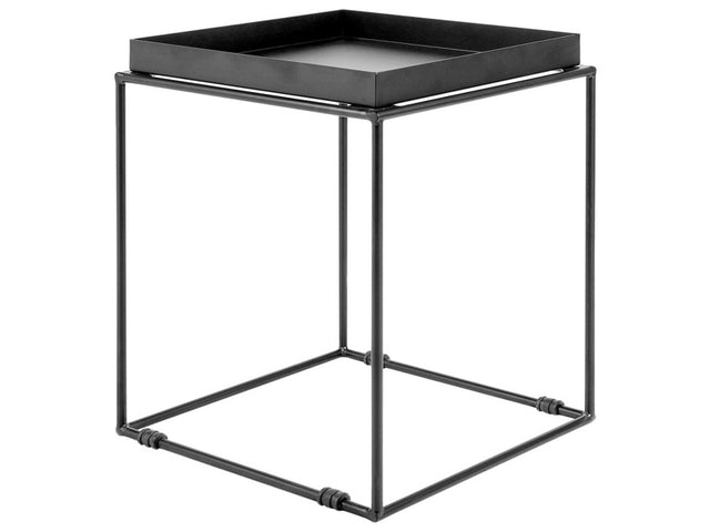 Side Table Black Metal 40 x 40 cm Tray Tabletop Industrial Accent Table Beliani