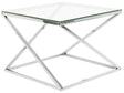 Coffee Table Silver Steel Frame Glass 60 x 60 cm Square Top Geometric Glam Design Beliani