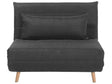 Small Sofa Bed Dark Grey Fabric 1 Seater Fold-Out Sleeper Armless Scandinavian Beliani