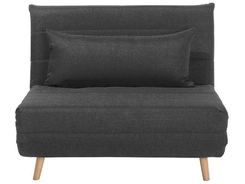 Small Sofa Bed Dark Grey Fabric 1 Seater Fold-Out Sleeper Armless Scandinavian Beliani