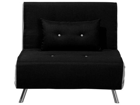 Sofa Bed Black Fabric Upholstery Single Sleeper Fold Out Chair Bed Beliani