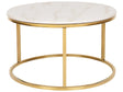 Coffee Table Beige Marble Effect  70 cm Round Gold Base Modern Beliani