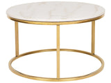 Coffee Table Beige Marble Effect  70 cm Round Gold Base Modern Beliani