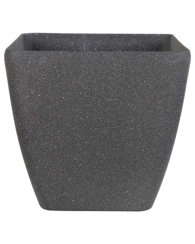 Plant Pot Planter Solid Dark Grey Stone Mixture Polyresin Square 49 x 49 cm UV Resistant Beliani