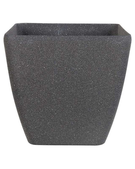 Plant Pot Planter Solid Dark Grey Stone Mixture Polyresin Square 34 x 34 cm UV Resistant Beliani