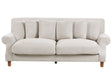 Sofa with 6 Pillows Off-White Fabric Upholstery Light Wood Legs 2 Seater Beliani
