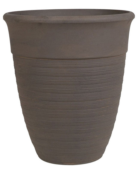 Plant Pot Planter Solid Brown Stone Mixture Polyresin Square ø 43 cm All-Weather Beliani