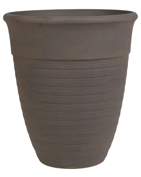 Plant Pot Planter Solid Brown Stone Mixture Polyresin Square  43 cm All-Weather Beliani