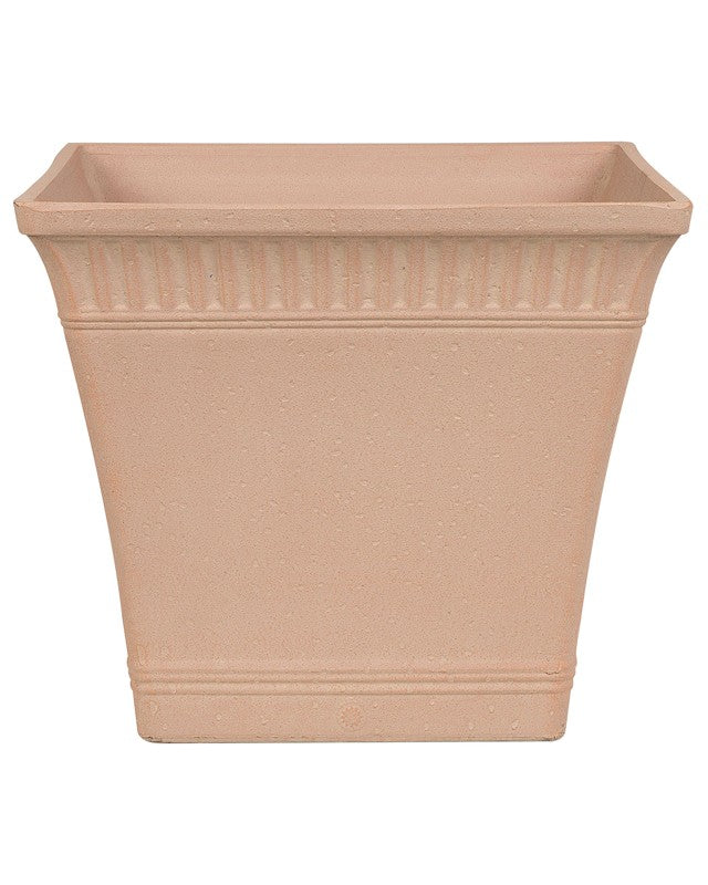 Plant Pot Planter Solid Peach Pink Stone Mixture Square 41 x 41 cm Outdoor Resistances All-Weather Beliani