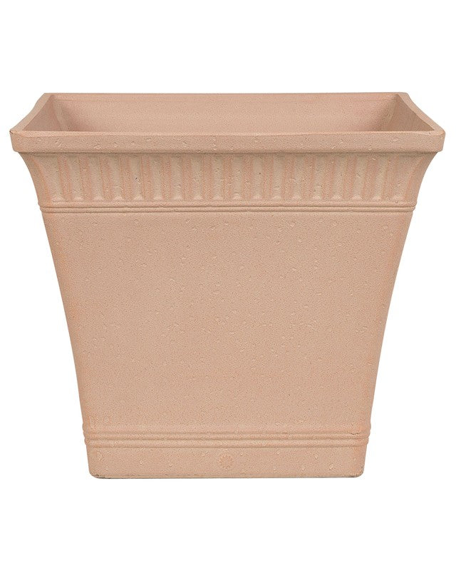 Plant Pot Planter Solid Peach Pink Stone Mixture Square 34 x 34 cm Outdoor Resistances All-Weather Beliani