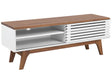 TV Stand Dark Wood White TV Up To 53 Recommended 4 Shelves Cable Management Modern Beliani