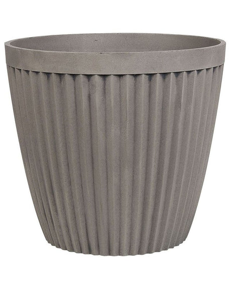 Plant Pot Planter Solid Taupe Stone Mixture Round ⌀ 44 cm Outdoor Resistances All-Weather Beliani