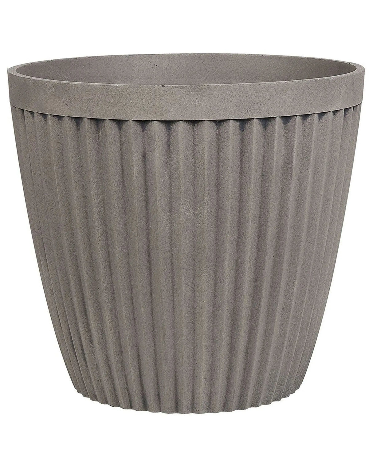 Plant Pot Planter Solid Taupe Stone Mixture Round  44 cm Outdoor Resistances All-Weather Beliani