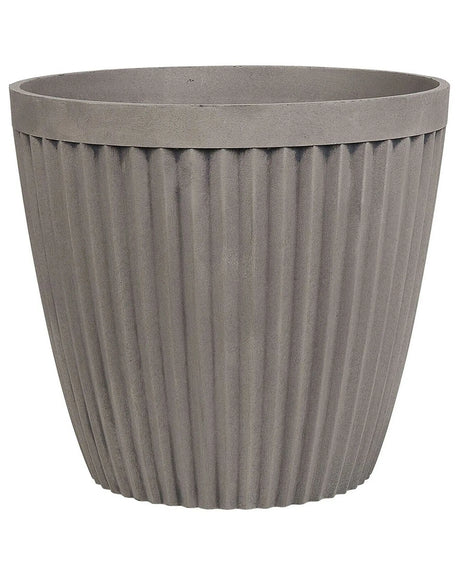 Plant Pot Planter Solid Taupe Stone Mixture Round  44 cm Outdoor Resistances All-Weather Beliani
