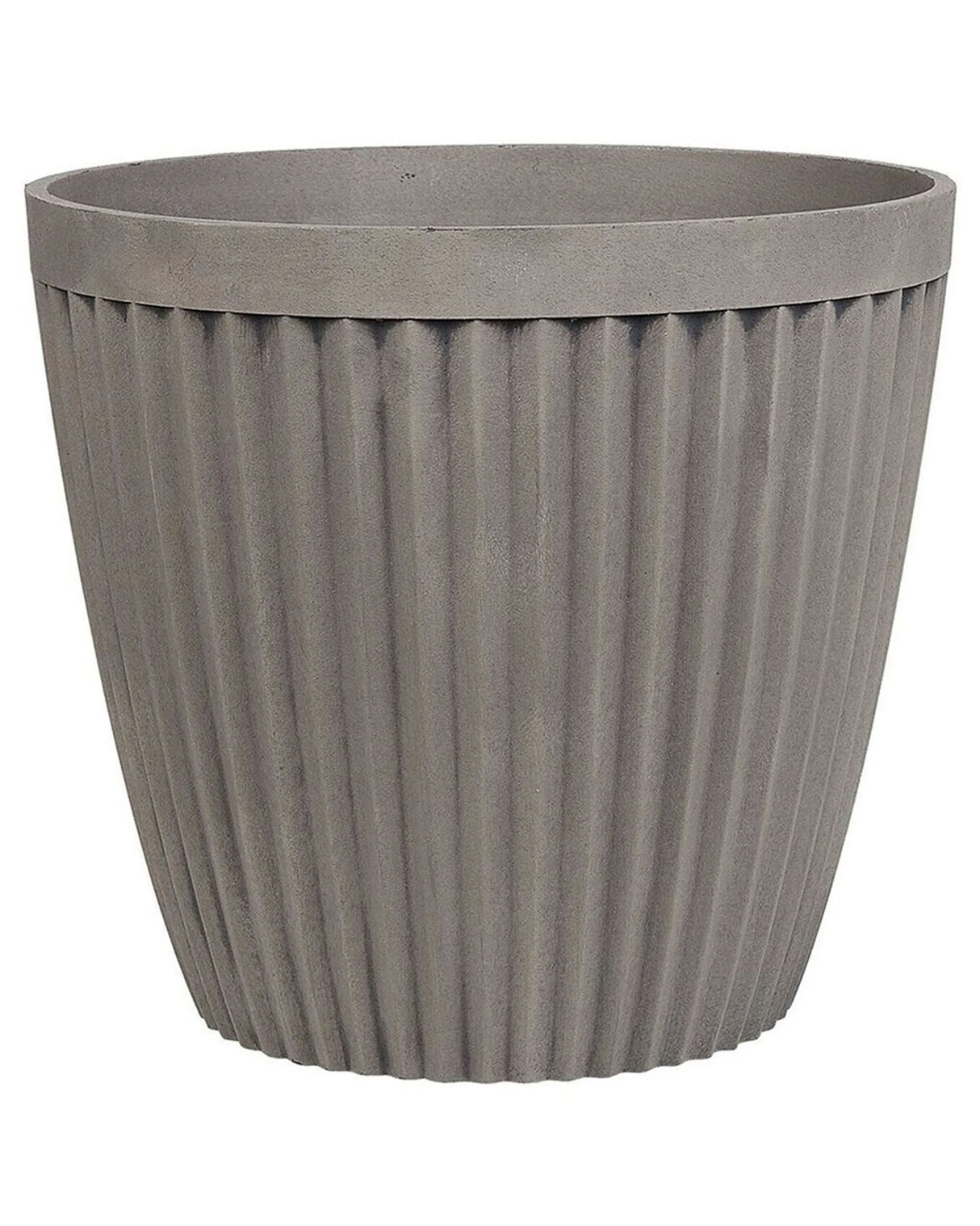 Plant Pot Planter Solid Taupe Stone Mixture Round  36 cm Outdoor Resistances All-Weather Beliani