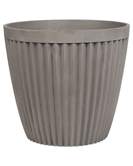 Plant Pot Planter Solid Taupe Stone Mixture Round  36 cm Outdoor Resistances All-Weather Beliani